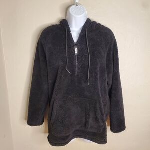 Victoria' Secret PINK Teddy Quarter Zip Pullover Womens XS Black